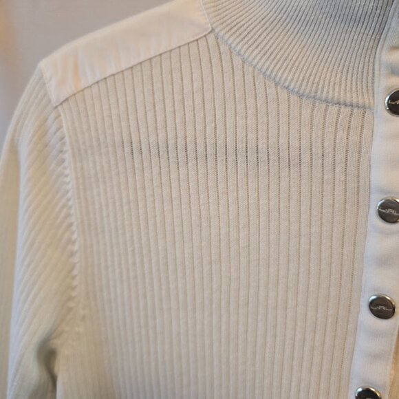LAUREN RALPH LAUREN ACTIVE RIBBED SWEATER SNAP FRONT MEDIUM 100% COTTON CLASSIC - Picture 4 of 12